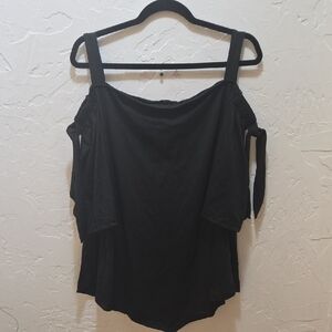 3/$10 Sassy Black Off-Shoulder with Tie Detail Women's Blouse - NWOT